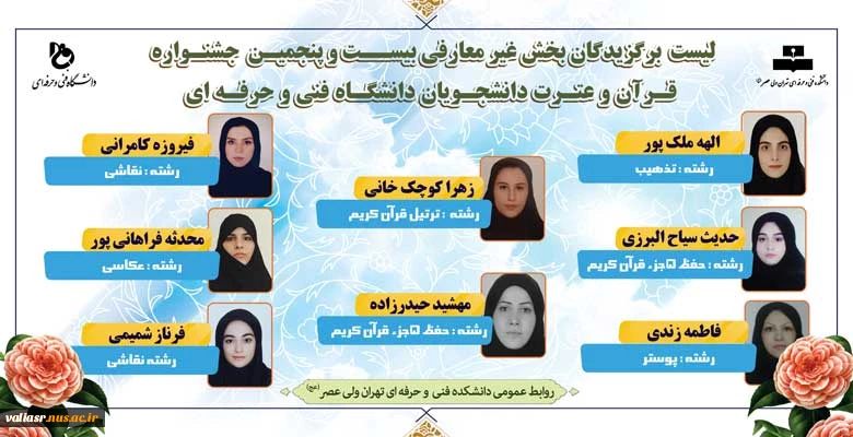جشنواره برگزیدگان بخش غیر معارفی بیست و پنجمین جشنواره سراسری قرآن و عترت دانشجویان دانشگاه فنی و حرفه ای 2