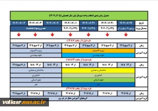 زمانبندی انتخاب واحد نیمسال اول سال تحصیلی 1405-1404 2