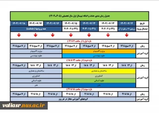 جدول زمانبندی حذف و اضافه نیم سال اول سال تحصیلی(1404-1405)