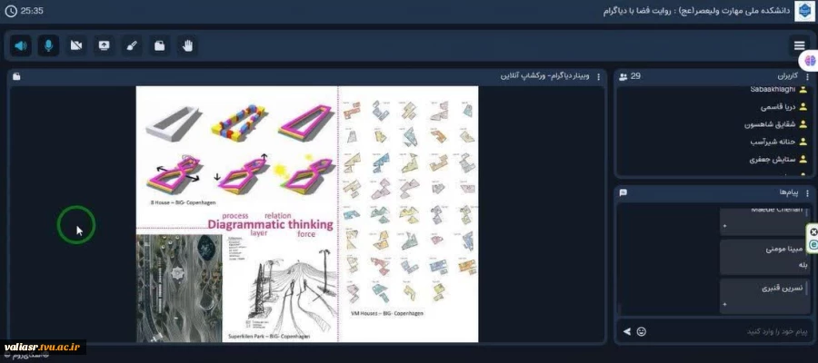 ورکشاپ آنلاین «دیاگرام و تفکر دیاگراماتیک در فرآیند طراحی معماری» در دانشکده ولی عصر (عج) برگزار شد. 4